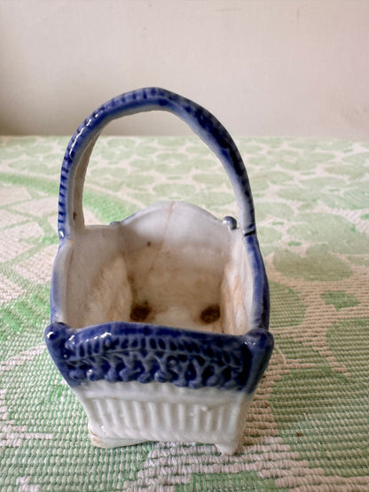 Miniature Italian  ceramic basket - shows repair to base