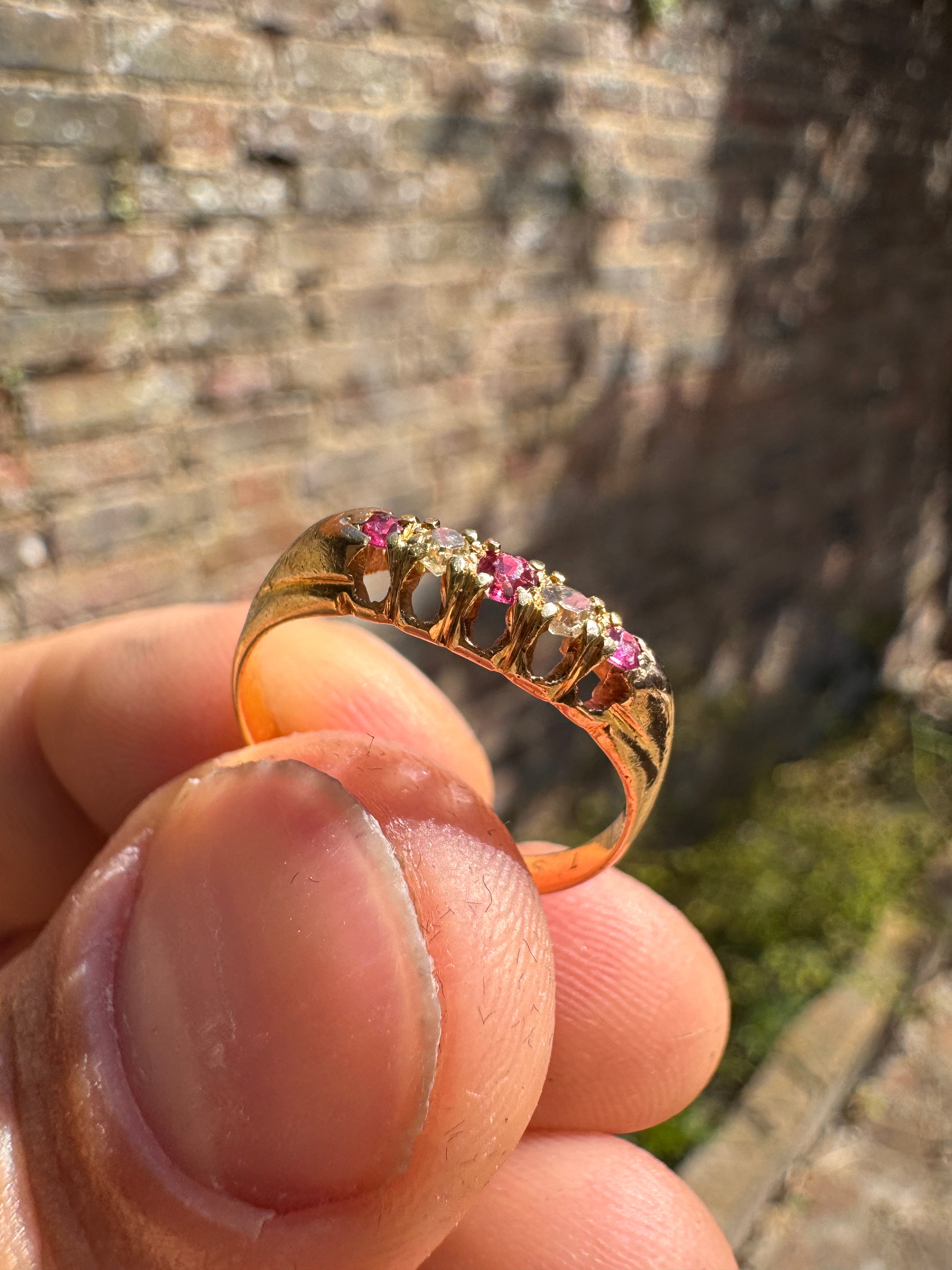 Antique 18ct Ruby Diamond Ring