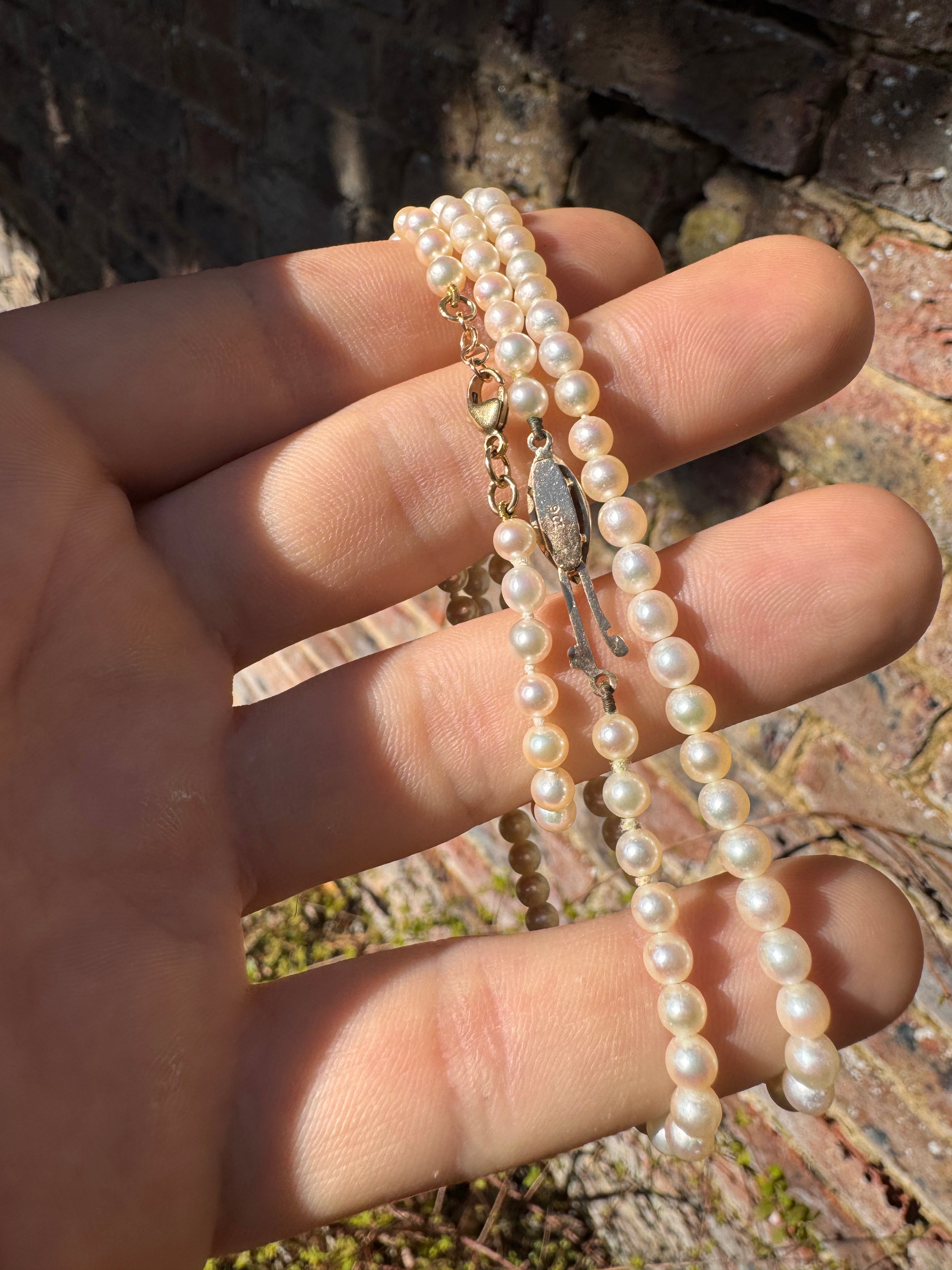 Freshwater Pearl 9ct Gold Necklace & 9ct Gold Freshwater Pearl matching Bracelet