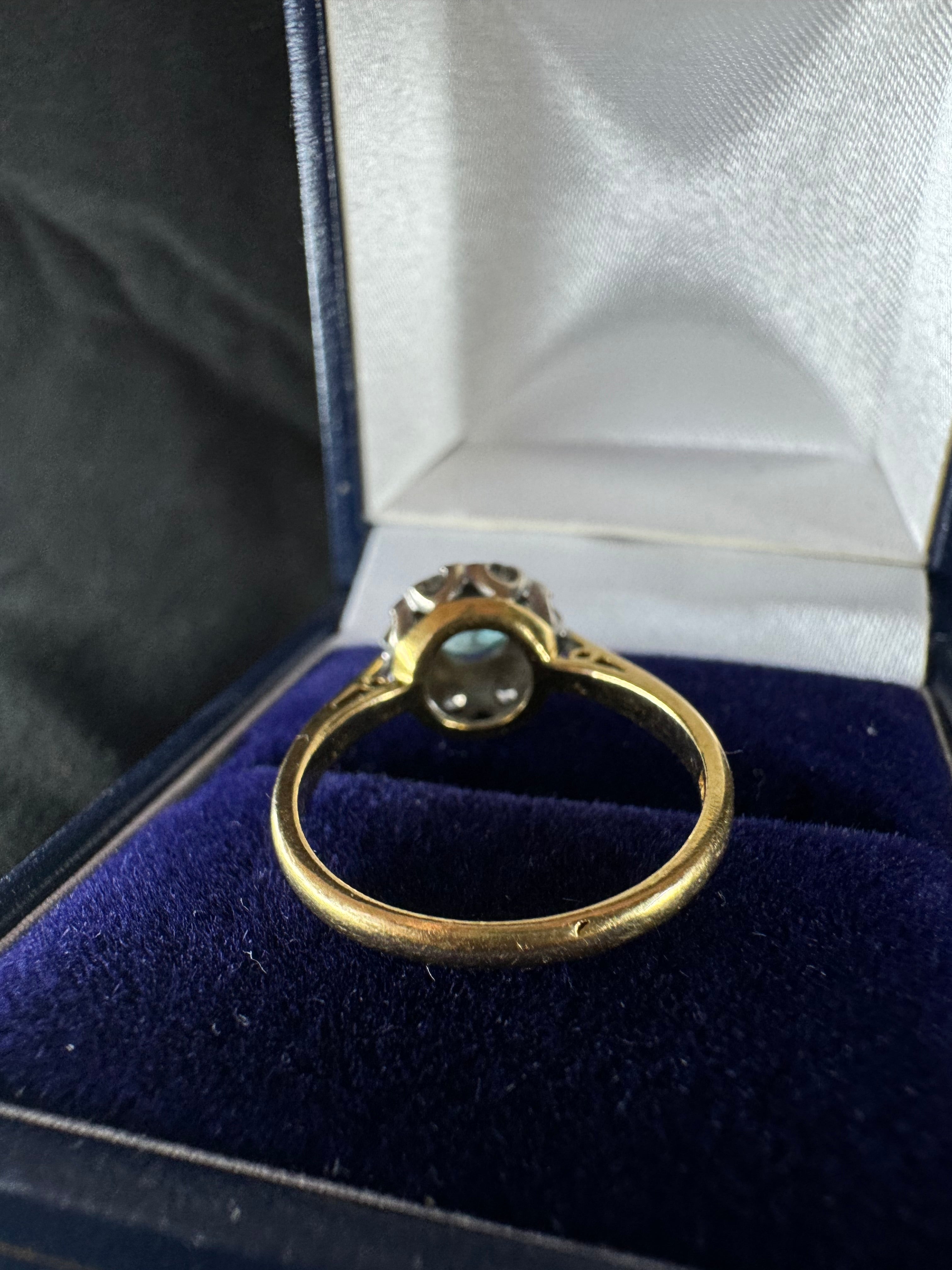 Antique 18ct Yellow Gold and Platinum Topaz Diamond Ring