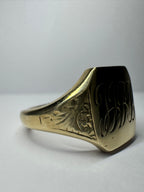 Antique 9ct Yellow Gold Engraved Signet Ring