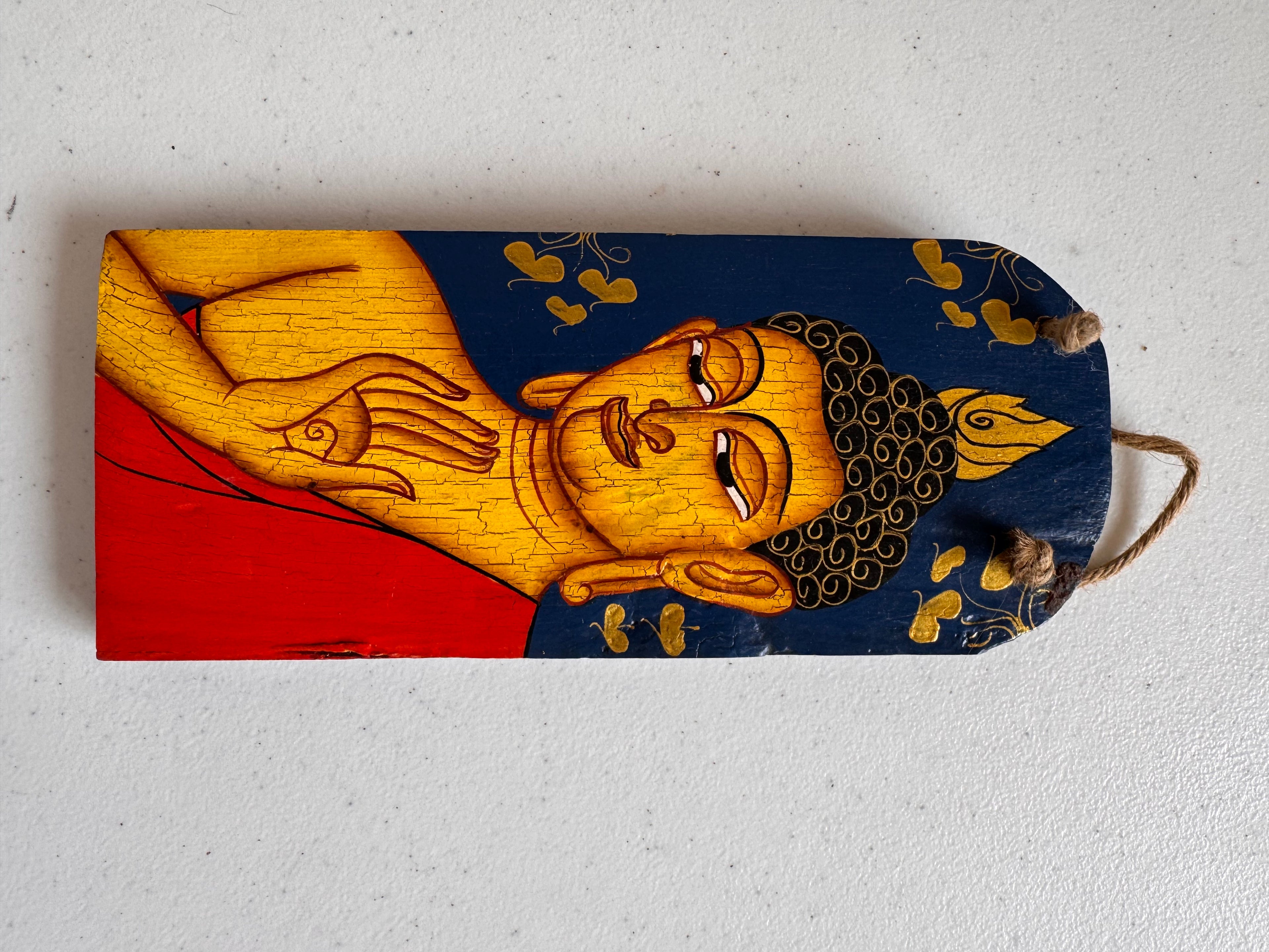 Lot 48: A religious wooden panel (Estimate £5)