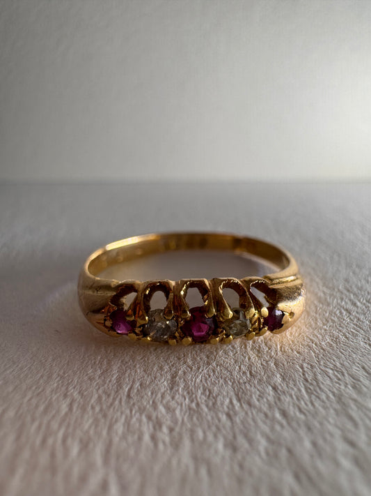 Antique 18ct Ruby Diamond Ring