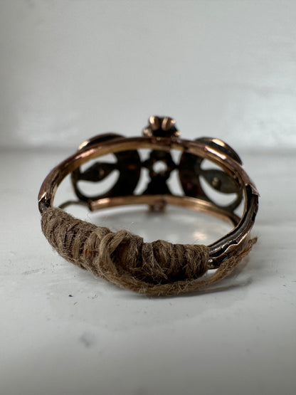 Vintage Italian Rose Metal Pearl Ornate Ring