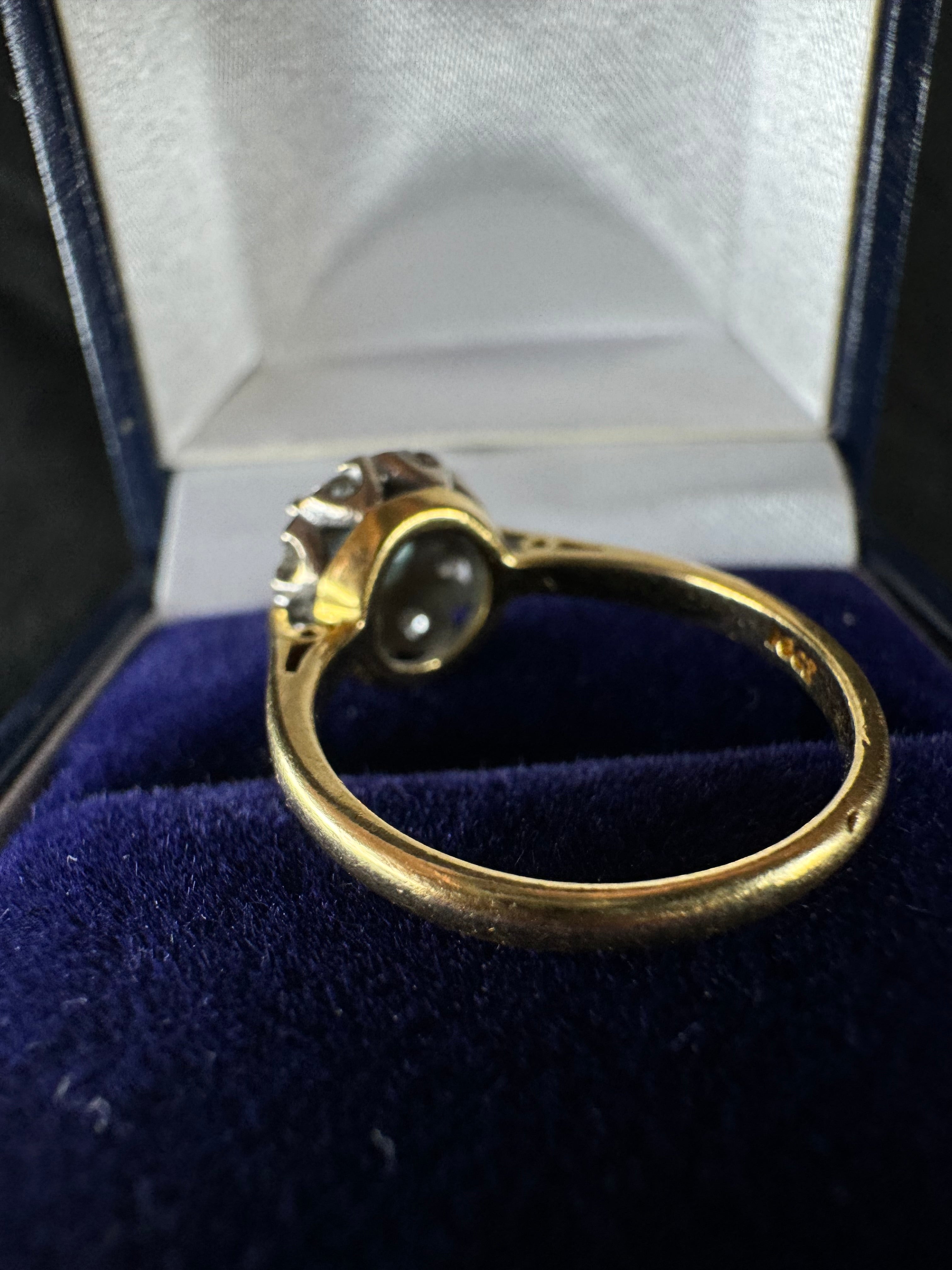 Antique 18ct Yellow Gold and Platinum Topaz Diamond Ring