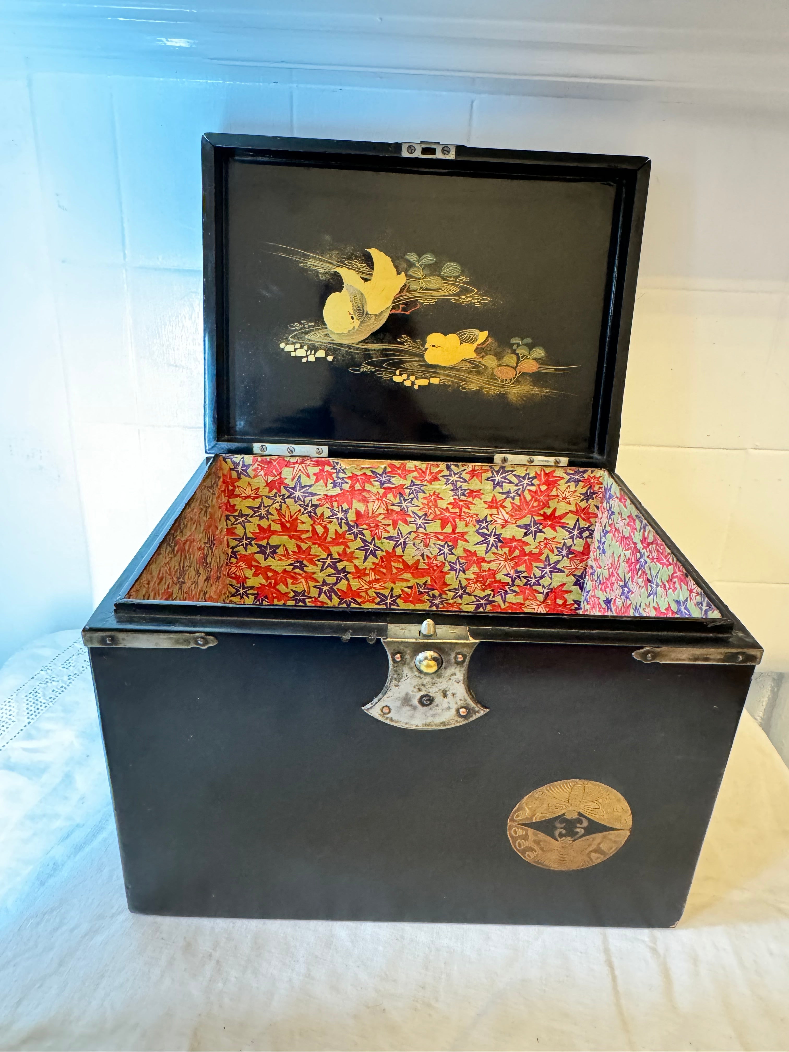 Exquisite Japanese Meiji Period Black Lacquered Keep-safe / Jewellery box Circa 1868-1909 RARE