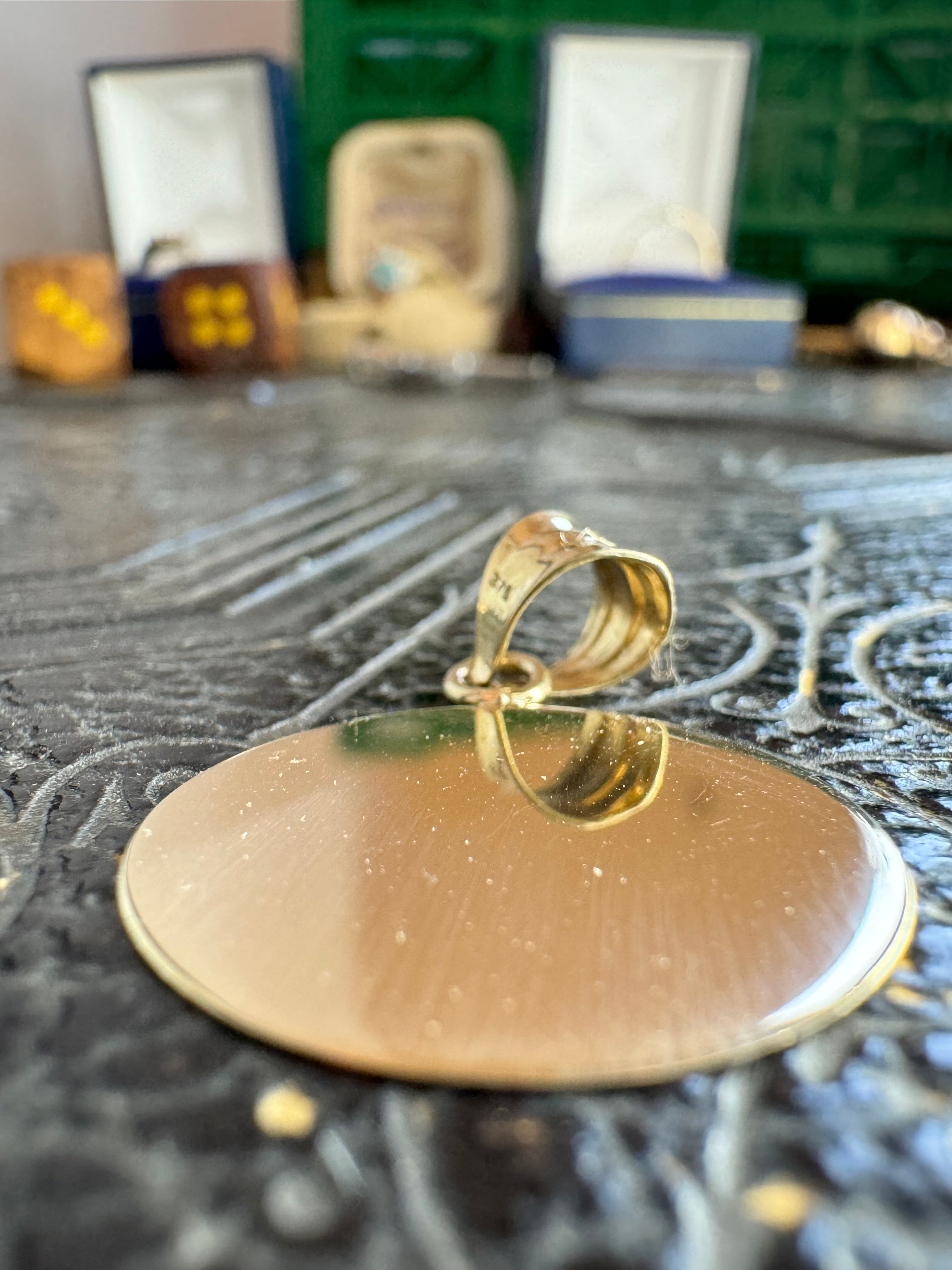 9ct Yellow Gold Circle Tag Pendant