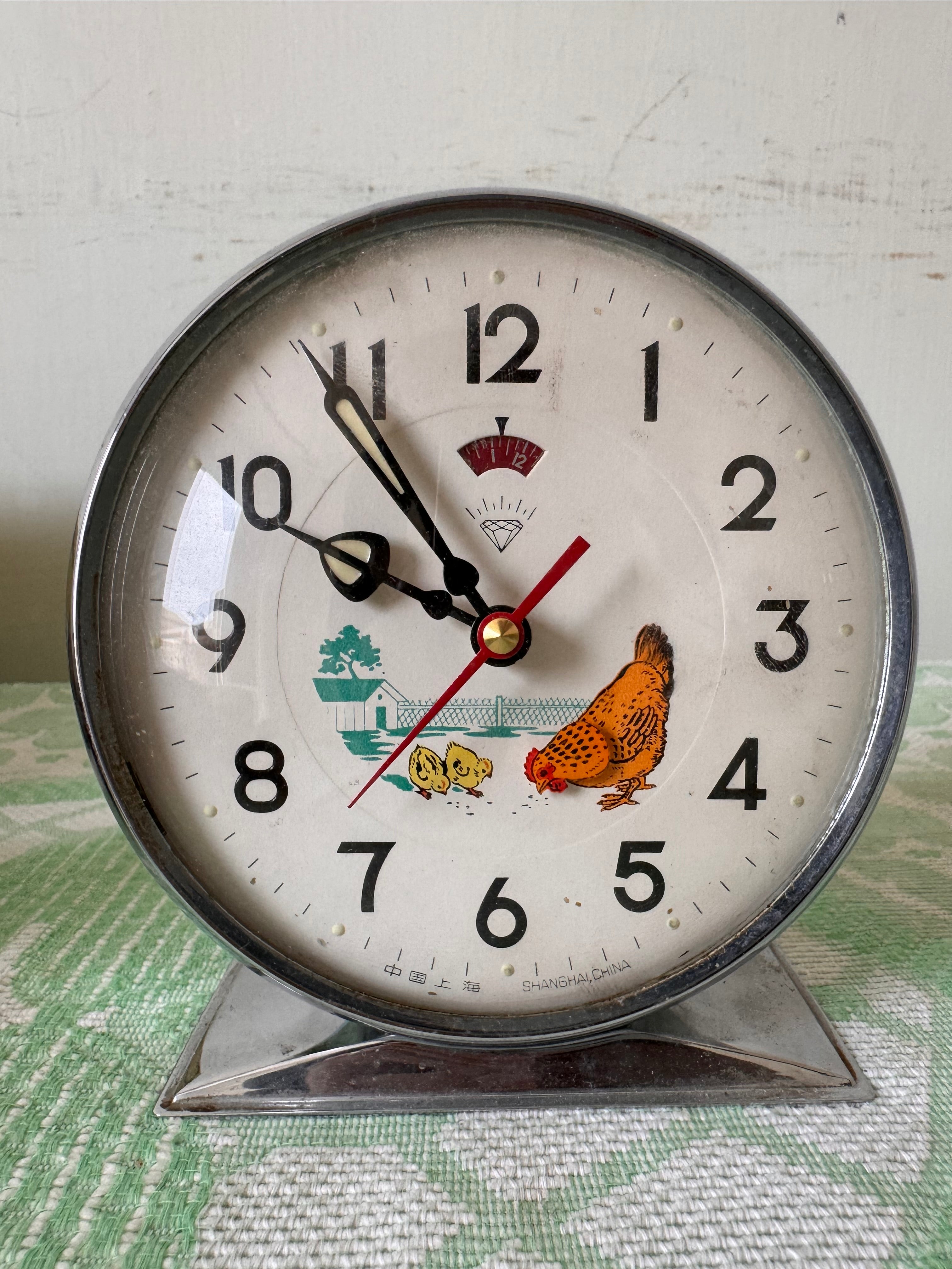 Online Vintage Chinese Animated Mechanical Alarm Clock Pecking Rooster