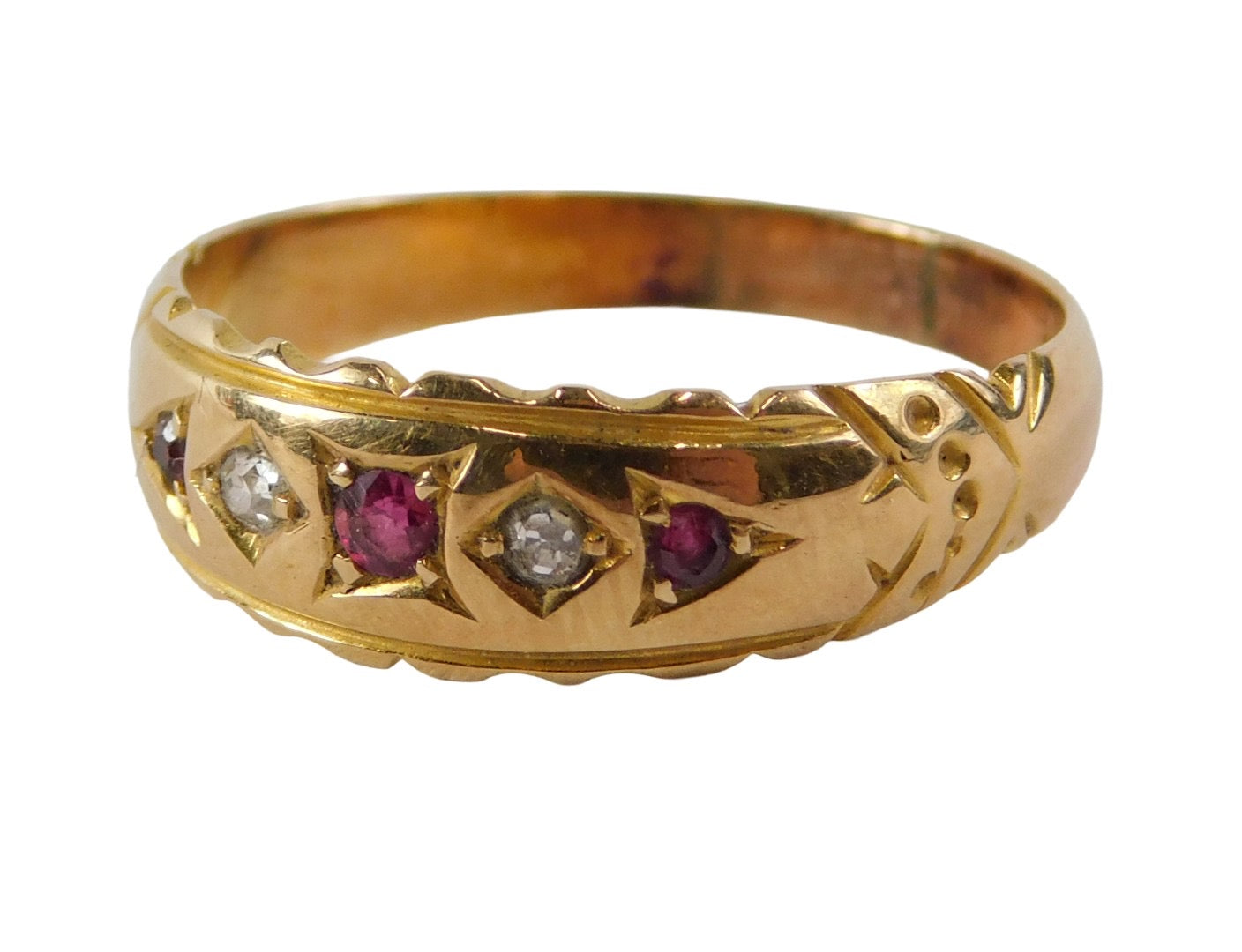 An Edwardian 15ct gold ruby and diamond dress ring 1905