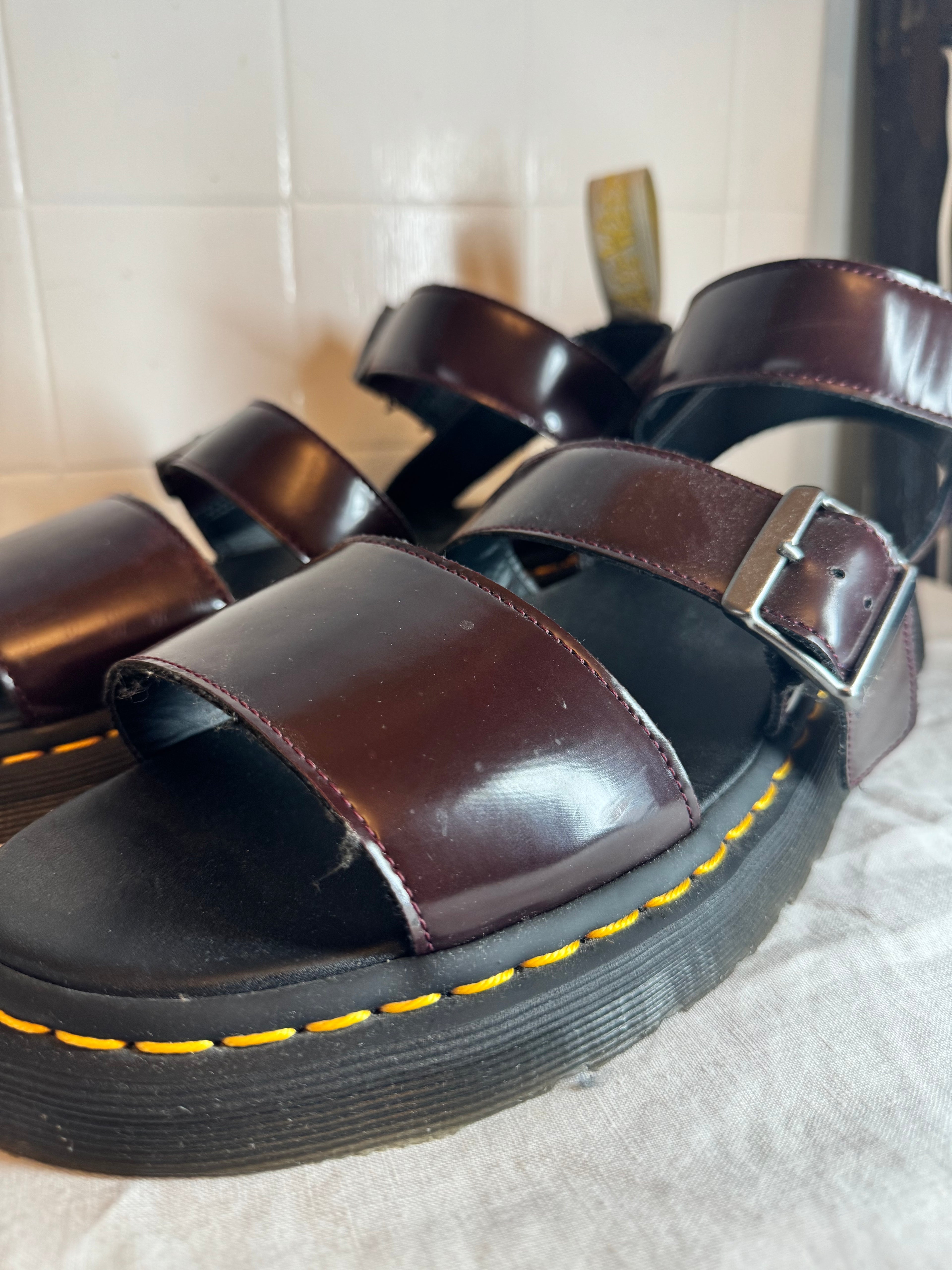 Dr Martens GRYPHON Vegan Leather Sandals Burgundy UK 11