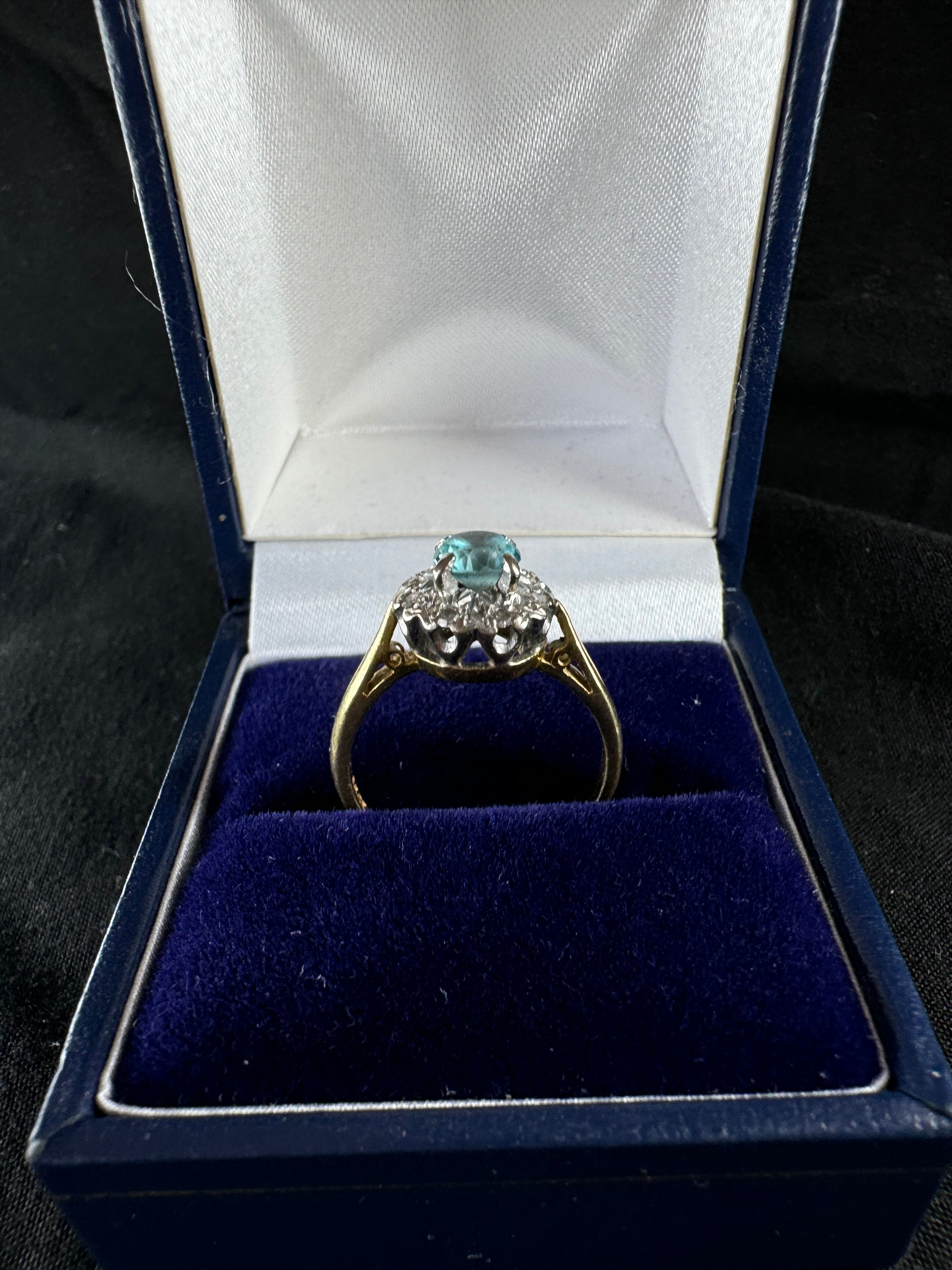 Antique 18ct Yellow Gold and Platinum Topaz Diamond Ring