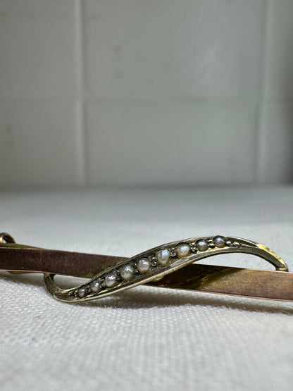 Vintage 9ct Rose Gold Pearl Broach