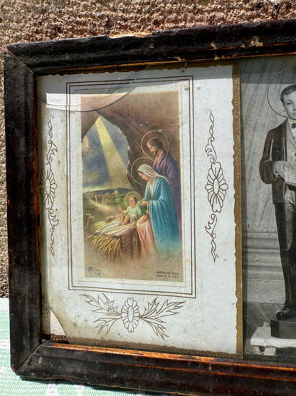 Wooden framed poster cards signed 1923 on the back