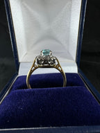 Antique 18ct Yellow Gold and Platinum Topaz Diamond Ring