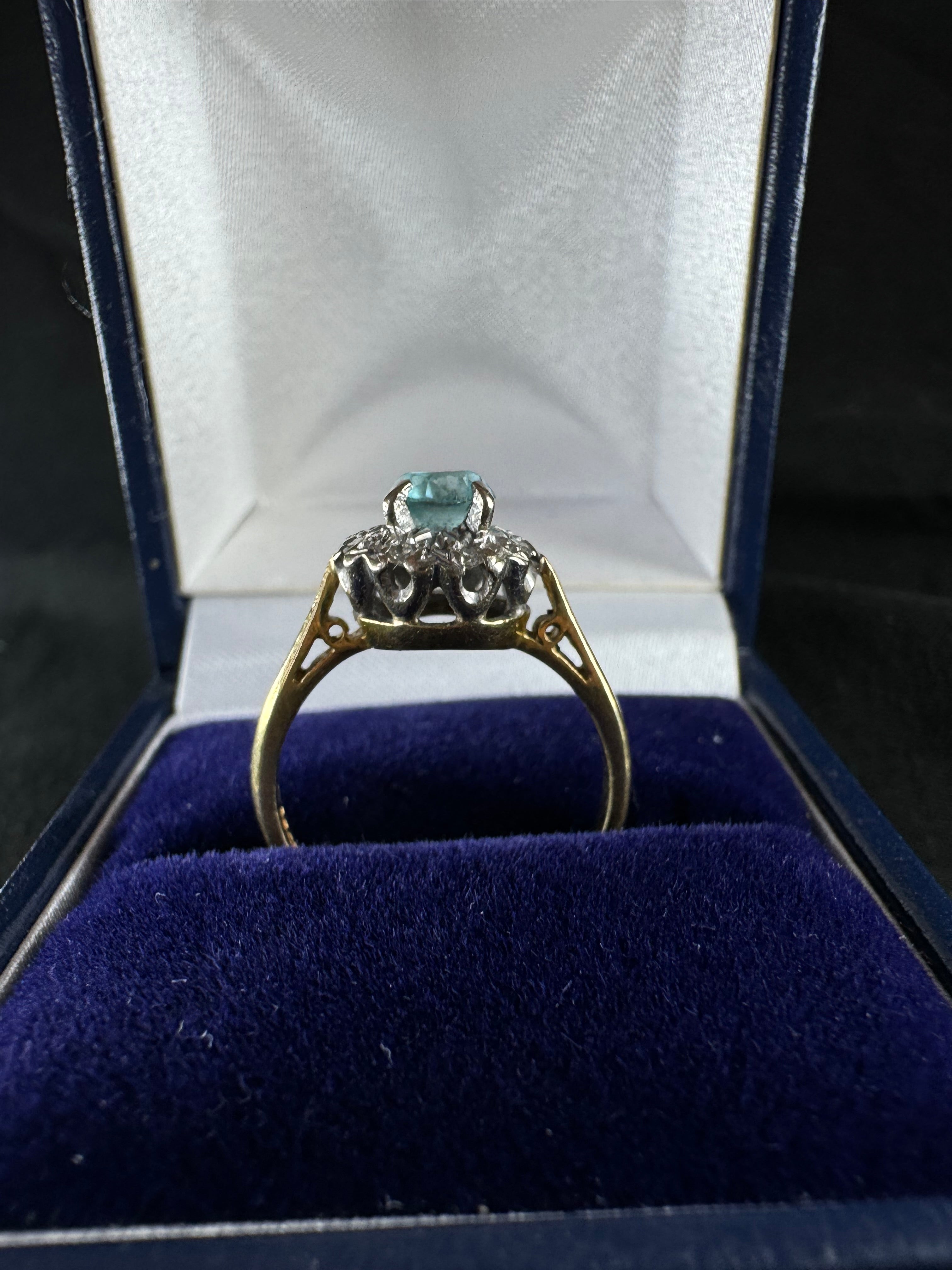 Antique 18ct Yellow Gold and Platinum Topaz Diamond Ring