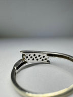 9ct Wavey White Gold Blue and White Gem Ring