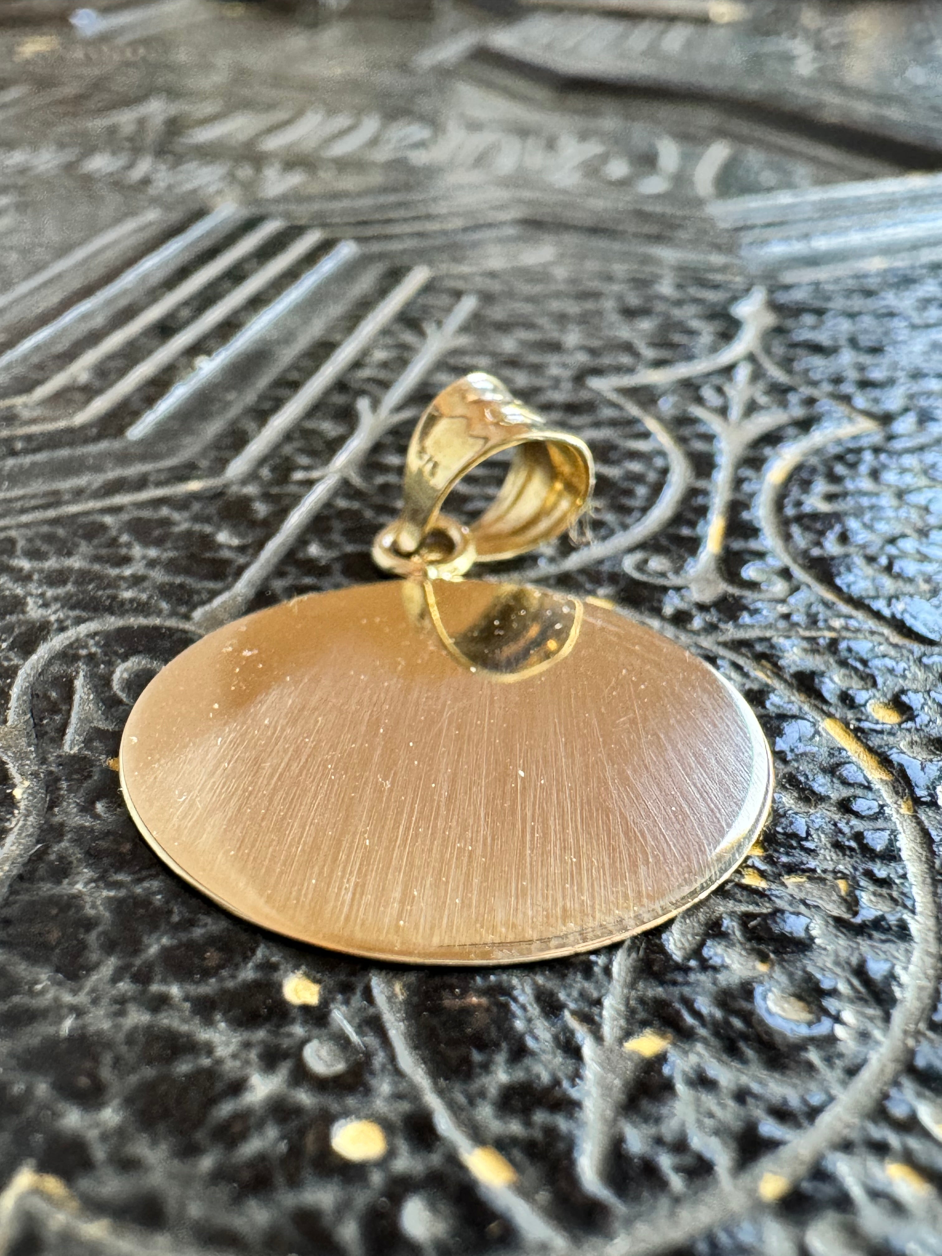 9ct Yellow Gold Circle Tag Pendant