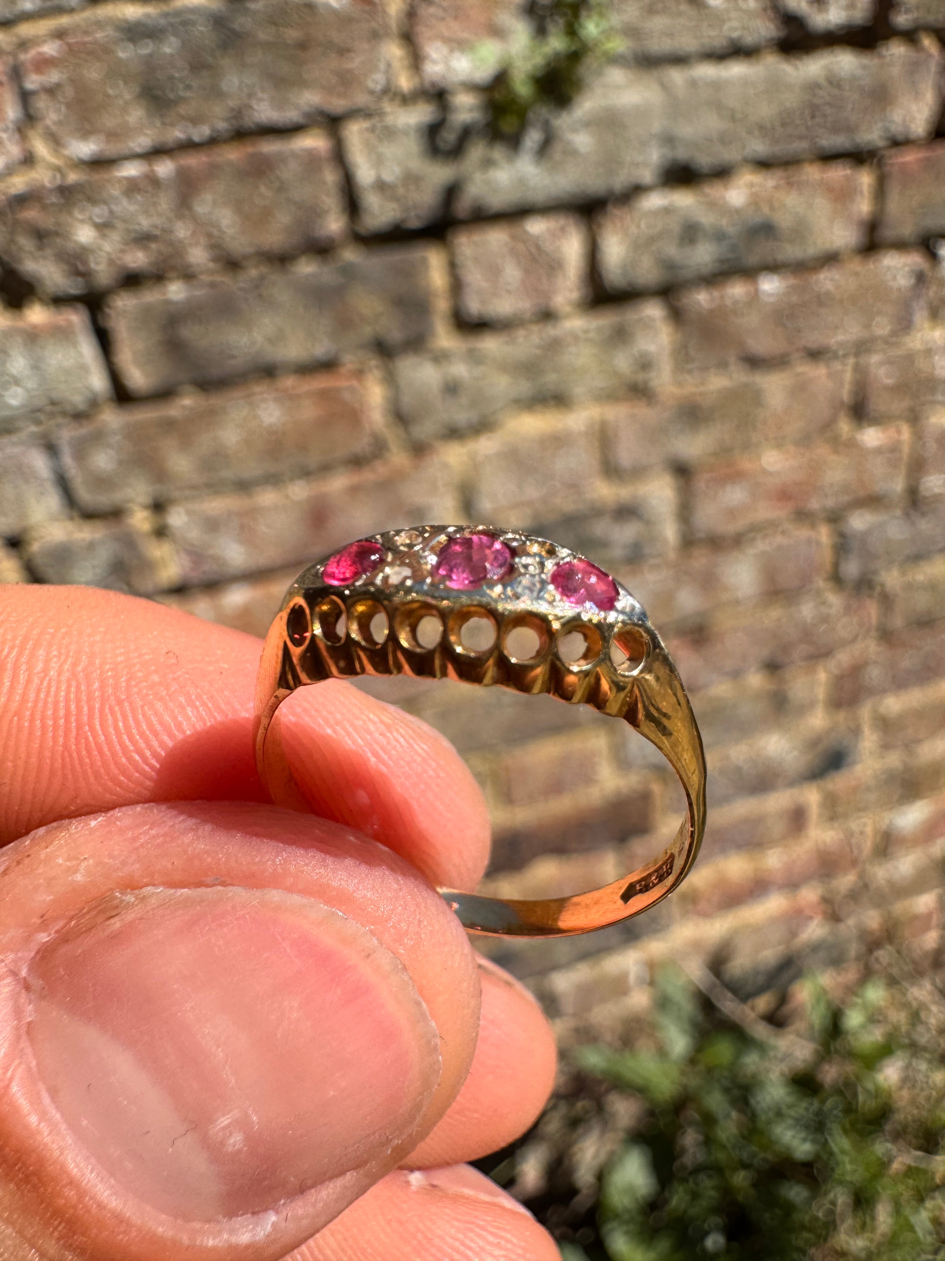 18ct Ruby Trilogy Yellow Gold Ring