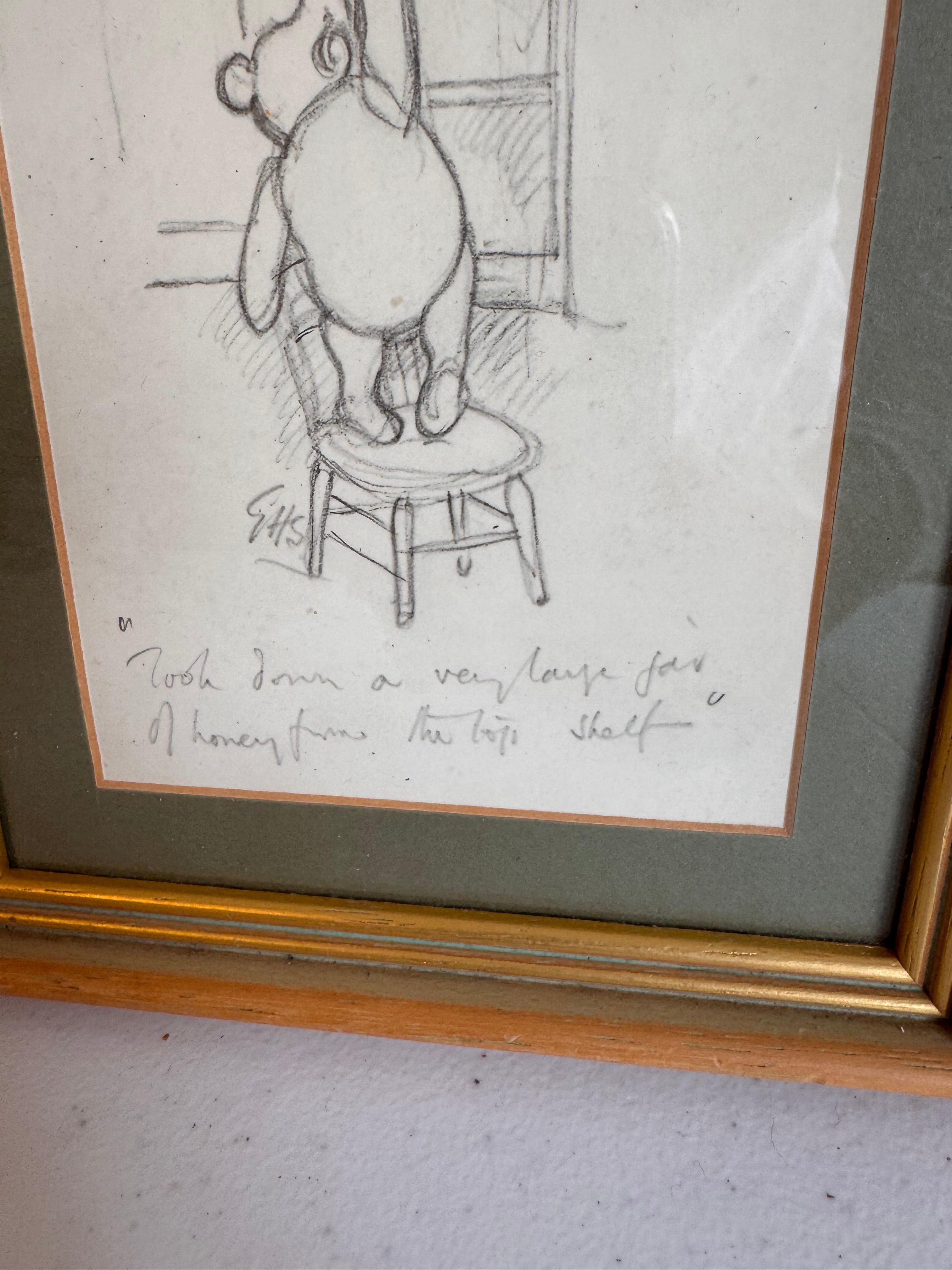 Lot 41: Winnie the Pooh sketch  (Estimate £20-30)