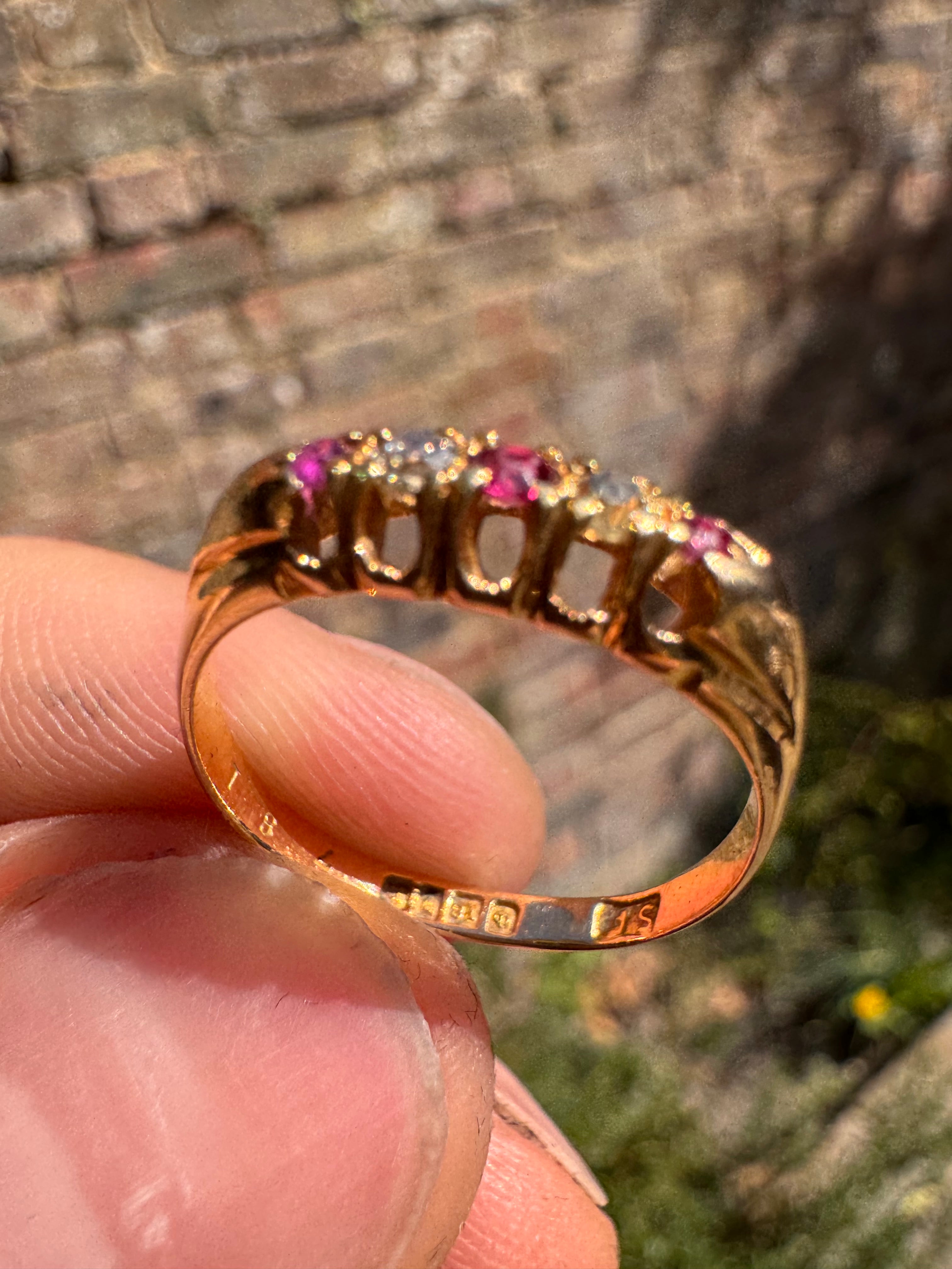 Antique 18ct Ruby Diamond Ring