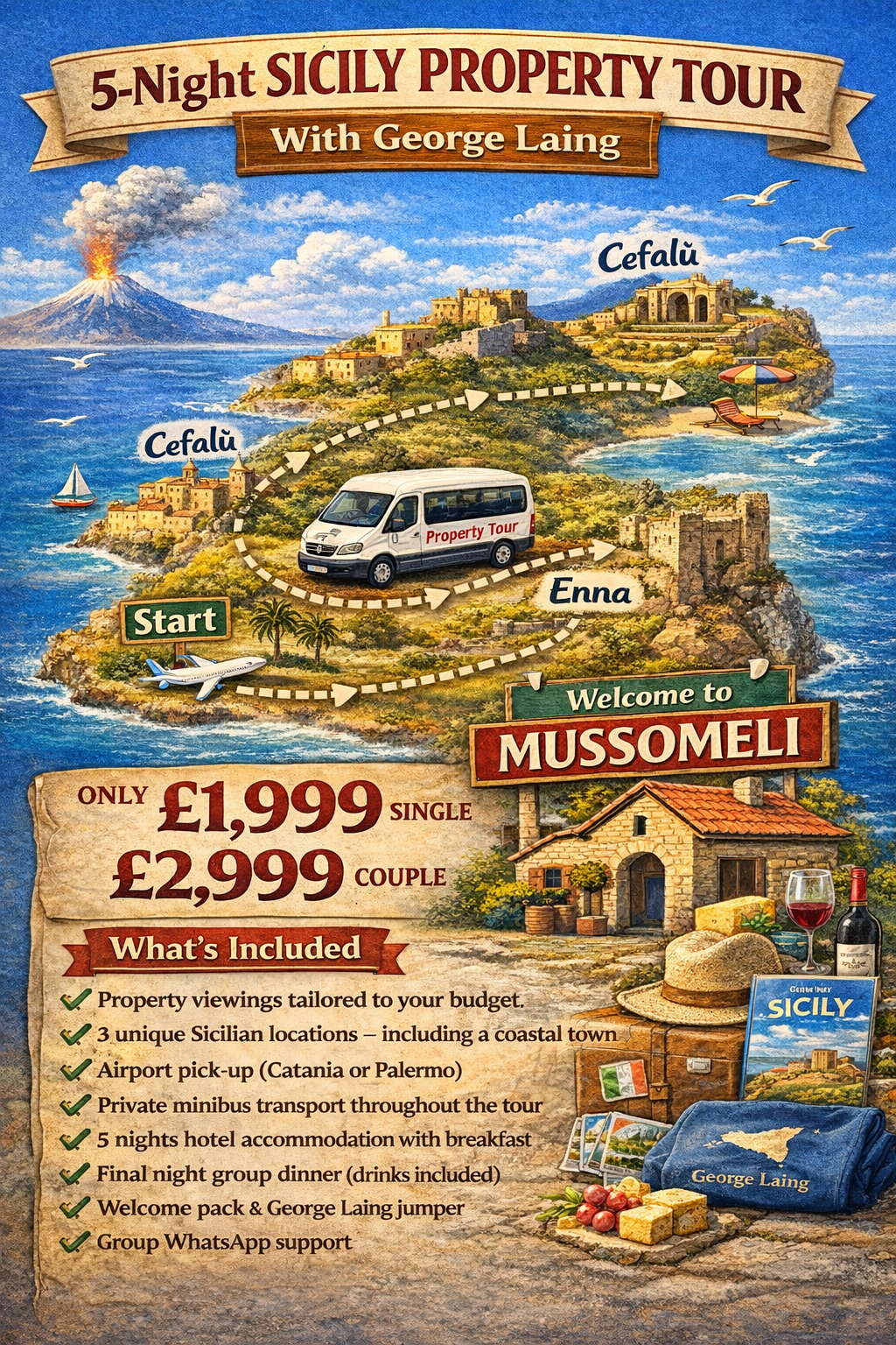 5-6 Day Sicily Property Buying Tour with George Laing (10% deposit secure place)