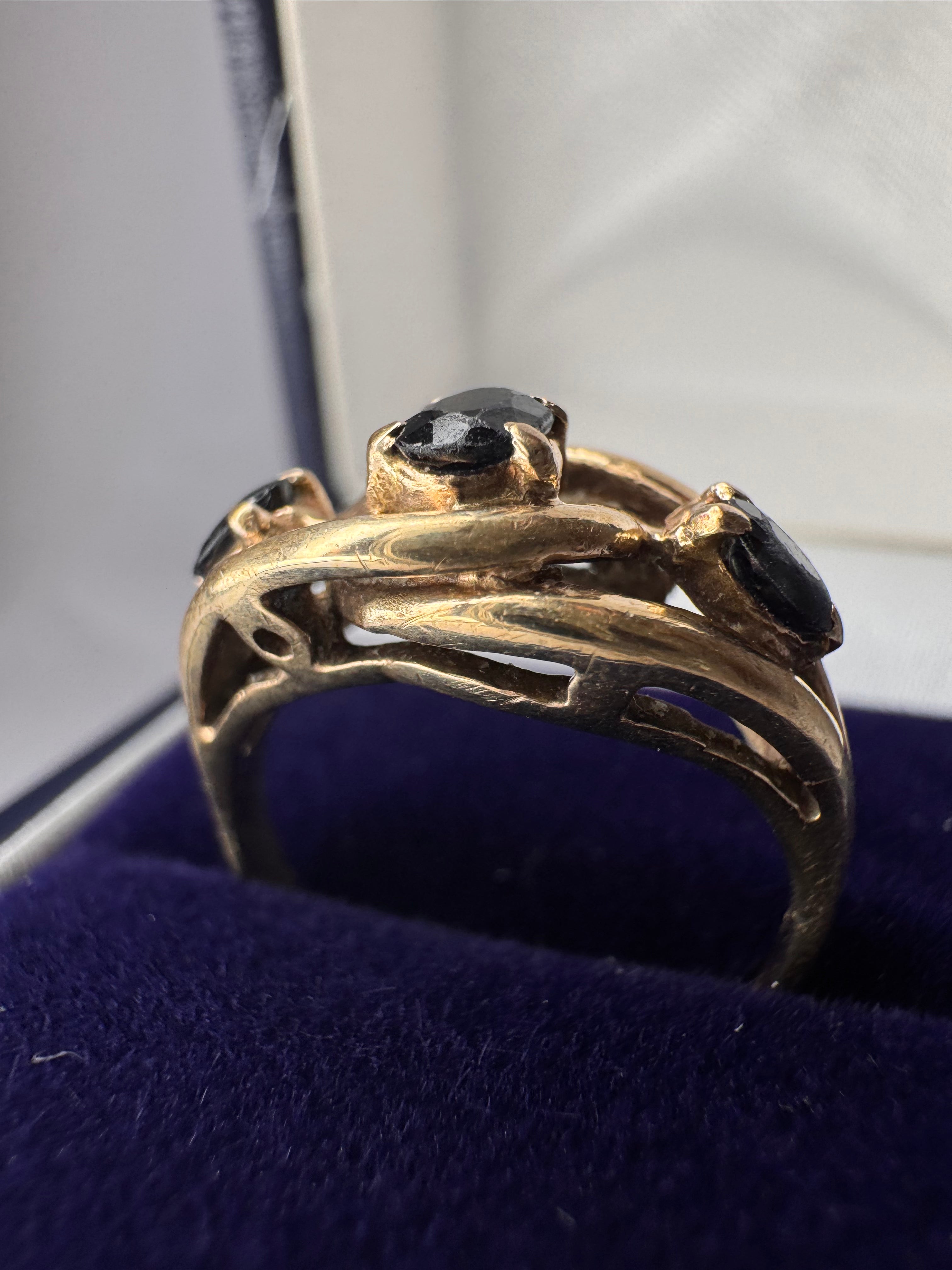 9ct Sapphire Trilogy Yellow Gold Ring