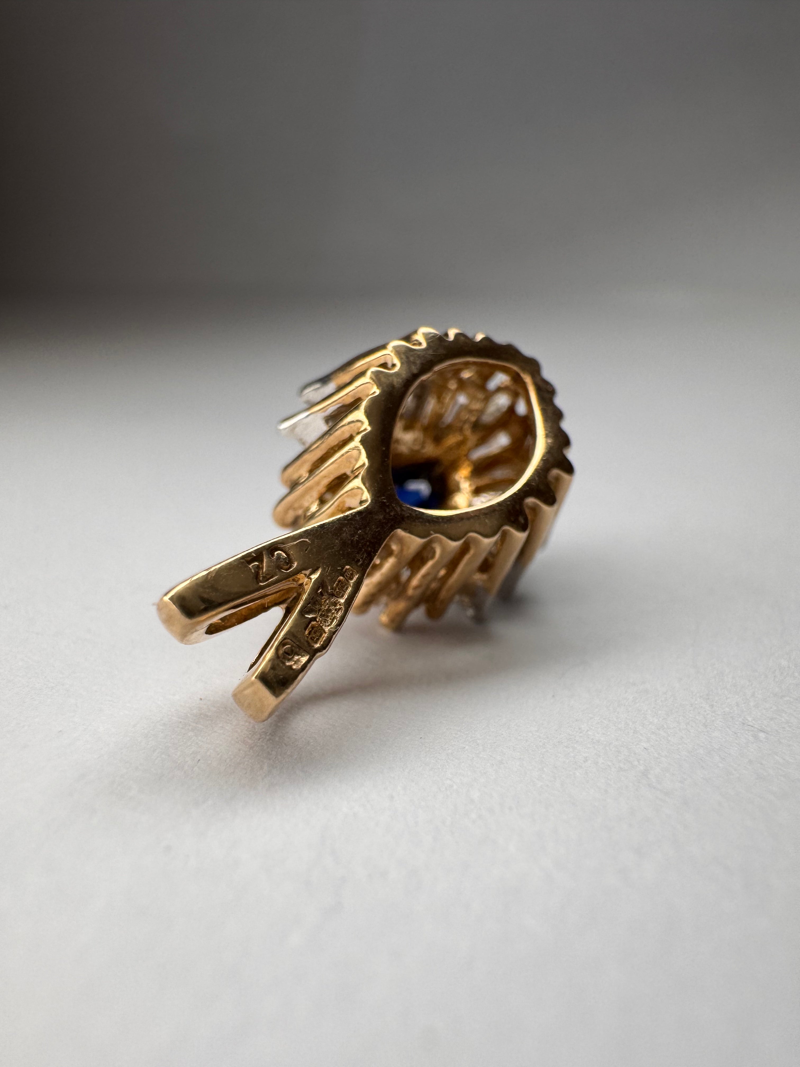 9ct Gold CZ and Blue Gem Pendant