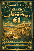 LIVE Webinar with George Laing (NEW 1€ Town: Valledolmo) How to buy a house for 1€ April 26th